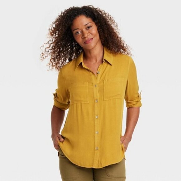 Knox Rose Long Sleeve Loose Button-Down Shirt XS - Picture 1 of 7